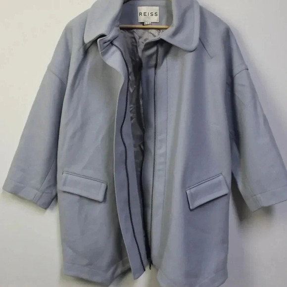 REISS oversized boxy periwinkle Hallie wool/cashmere coat med - Picture 9 of 12